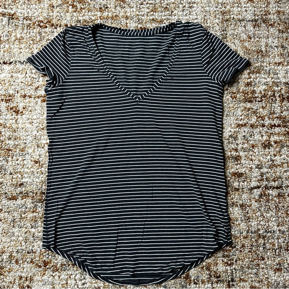 Lululemon Love Tee Charcoal/White w/Horizontal Stripes